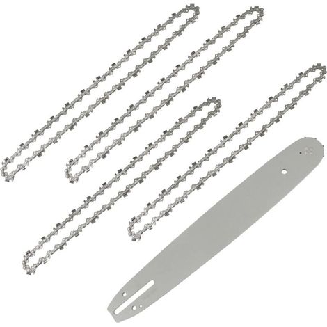 35 Cm Führungsschiene Mit 4 Kettensägenketten – 52 Glieder – Teilung 3/8" – Stärke 1,3 Mm – Manganstahl Für Präzisen Schnitt