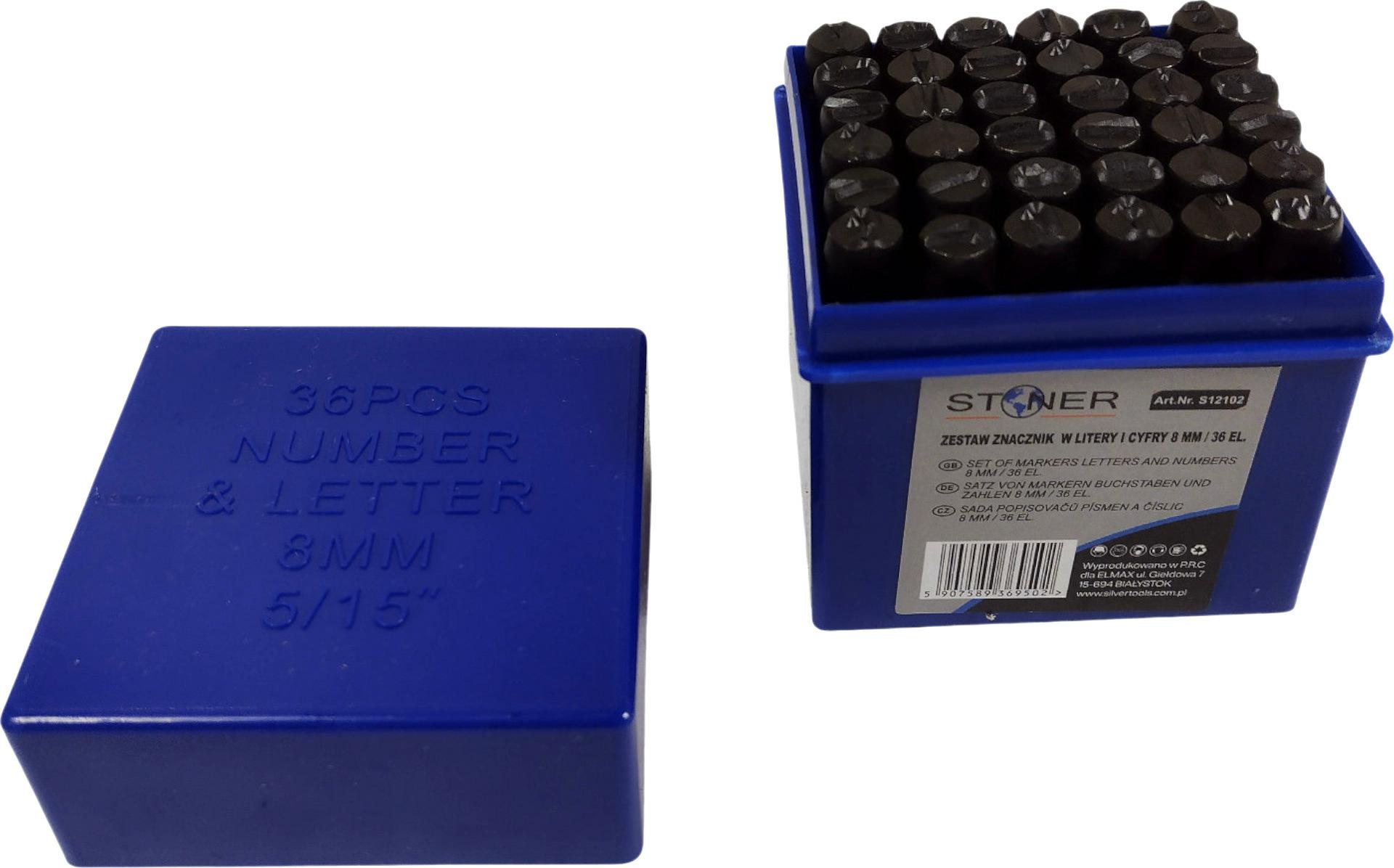 Nummerierungsstempel-set, 36 Stück, 8 Mm, Silber