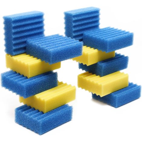 Sunsun Komplettes Set Mit 12 Filterschwämmen Für Den Biologischen Filter Cbf-350c - 4 Gelbe, 8 Blaue Schwämme - Ersatzteil Filtrationsschaum - Filtermaterialien Für Teich, Pool Und Wasser