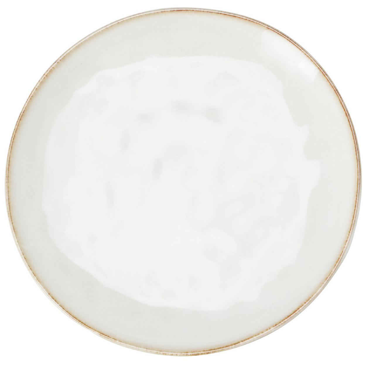 Weißer Speise- Und Dessertteller Mit Braunem Rand, 21 Cm