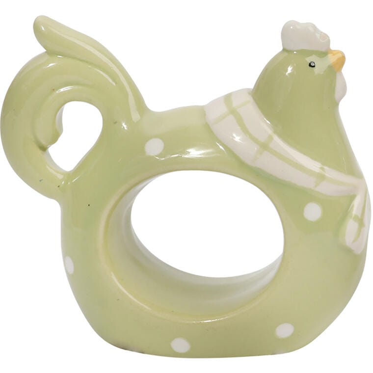 Oster-serviettenhalter Aus Keramik In Form Einer Henne, Grün Mit Weißen Punkten, 8,5 Cm