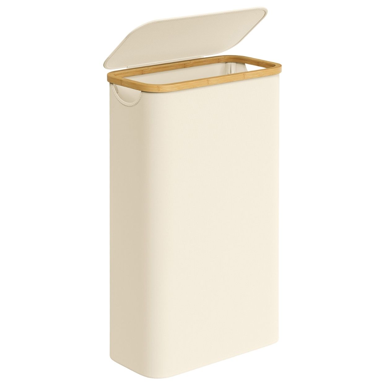 Wäschekorb In Creme Mit Deckel, 65 L