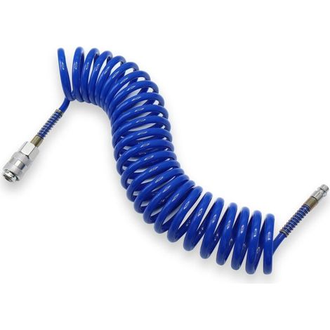 9 M Pu-spiralschlauch, Aufgerollter Pu-luftschlauch, Pneumatischer Schlauch Für Luftleitungen Oder Fluidtransfer, Mit Knickschutz, Schnellkupplung Und Verschlusskappe