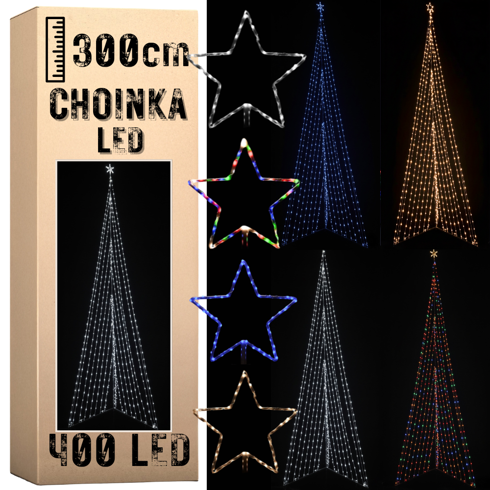Weihnachtsbaum Mit 400 Leds Für Den Außenbereich, 300 Cm Hoch, Blau, Mehr & Deko