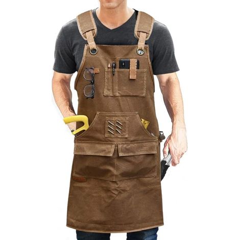 Herren-arbeitsschürze, Herren-schreinerschürze, Schweißerschürze, Gekreuzte Werkstatt-schürze Mit Taschen, Wasserdichte Und Verschleißfeste Werkzeugschürze Für Garten, Handwerkswerkstatt Und Garage