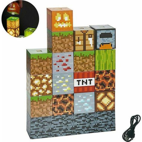 Ymyny Minecraft Baustein Schreibtischlampe Basteln Nähen Tischlampe Spielzeug Usb Nachtlicht Geschenke