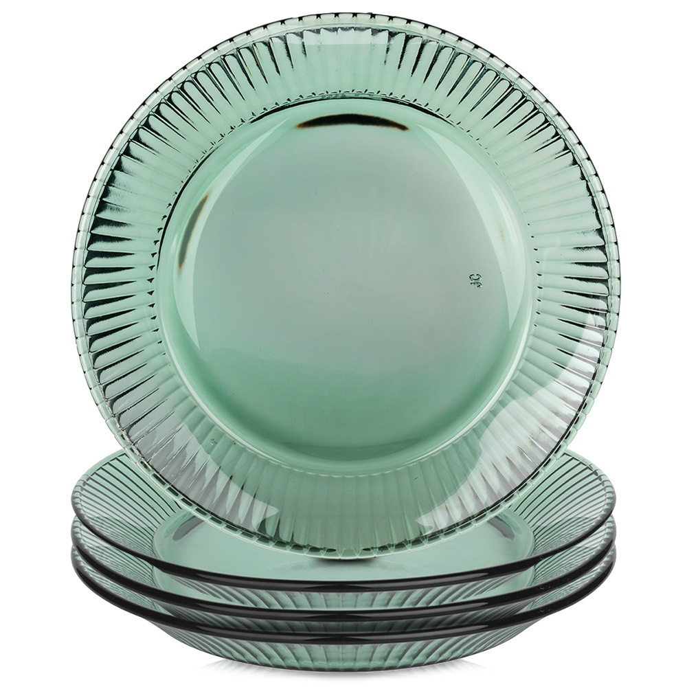 Grüne Grüne Glas-dessertteller 20,5 Cm 4 Stück.