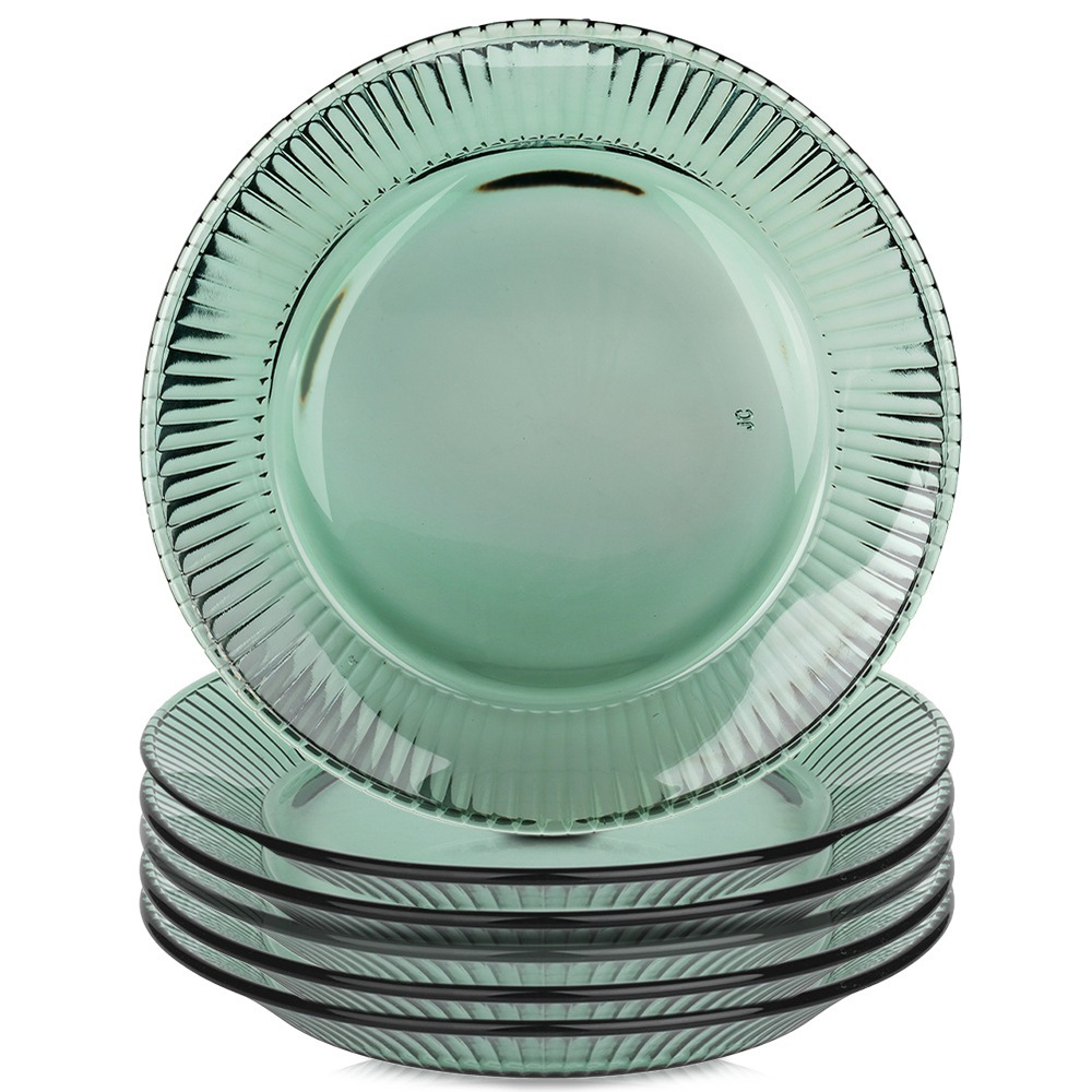 Grüne Grüne Glas-dessertteller 20,5 Cm 6 Stück.