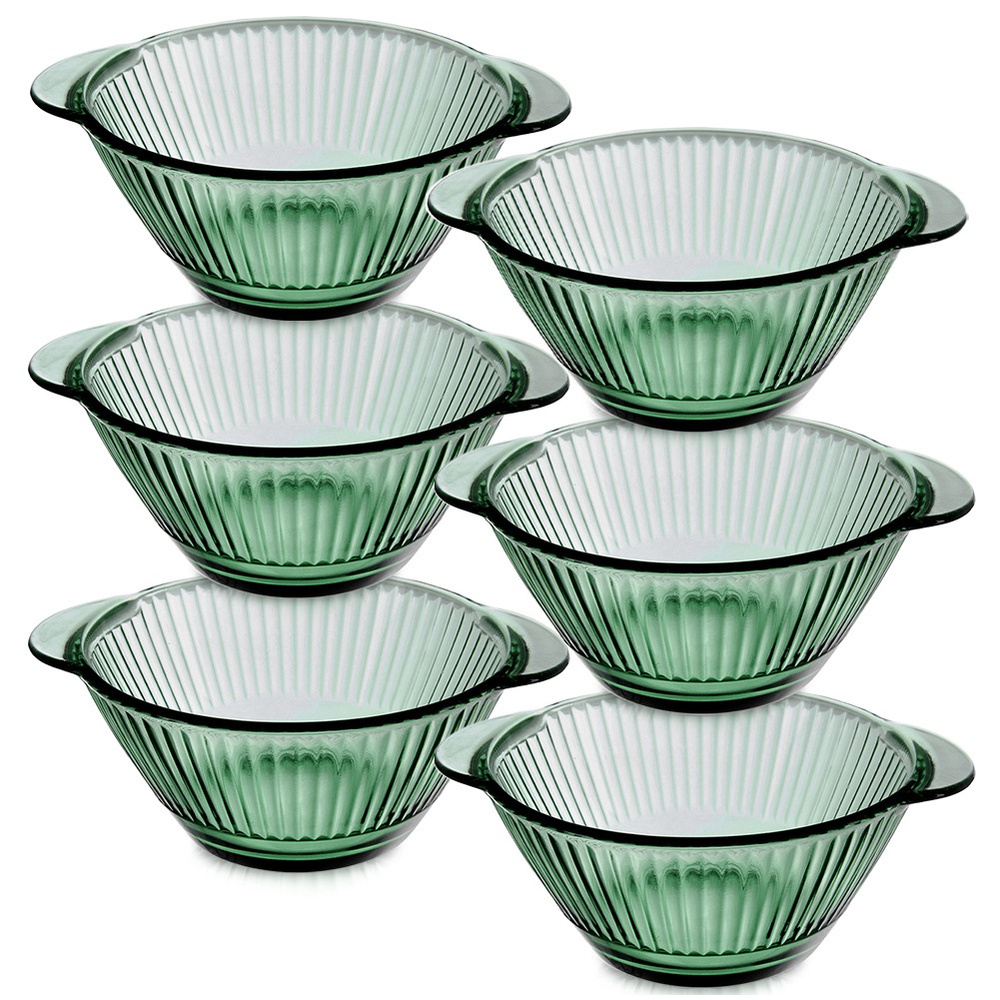 Grüne Grüne Glas-bouillonschalen 450 Ml 6 Stück.