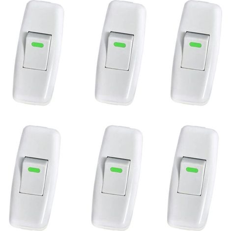 6er Pack Lampenschalter, Torpedo-schalter, Schnurschalter, Nachttischlampenschalter, Kippschalter Inline Für Tischlampe Und Nachttischlampe Als Ersatzknopf