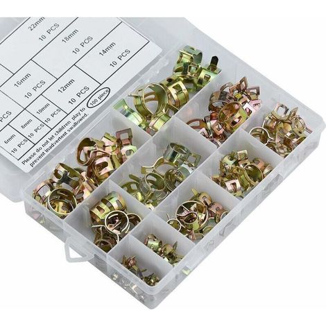 Satz Von 100 Federbandklemmen, Kraftstoffschlauchklemmen 6-22 Mm, Verstellbare Federbandklemmen Zur Befestigung Von Weichschläuchen Und Schläuchen Soekavia, Von Debun