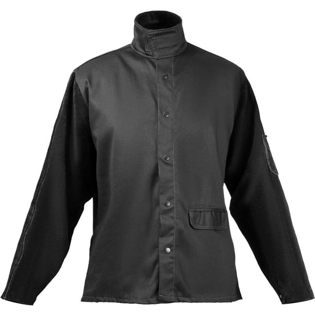 Mophorn - Flammhemmende Schweißerjacke Mit Rindspaltleder-ärmeln Und Einem Hauptteil Aus Feuerfester Baumwolle, Hitzebeständige Sicherheitsjacke Für Schweißer Und Monteure – Größe Xxl