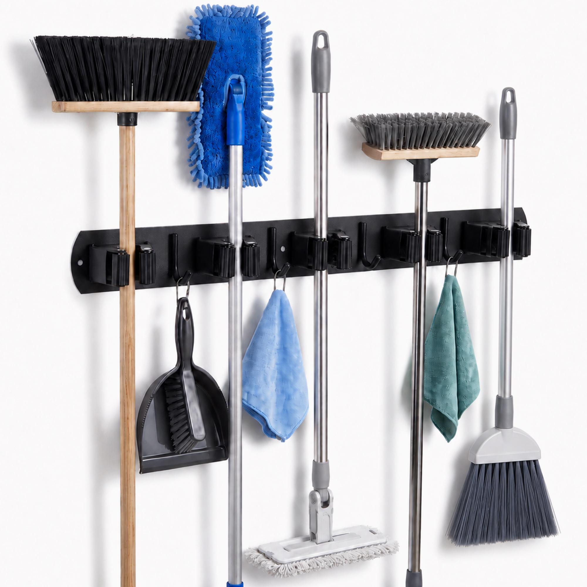 Gerätehalterleiste Mit Haken Zum Kleben Und Schrauben Schwarz