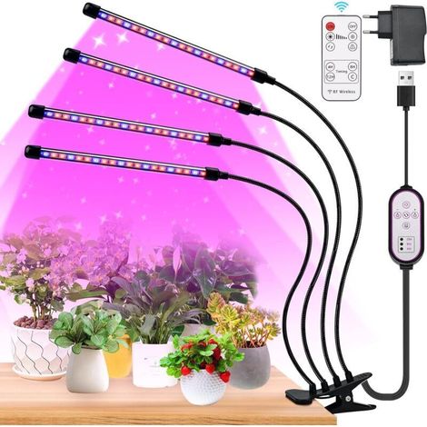 Pflanzenlampe 80 Leds Vollspektrum-wachstumslampe, 4-kopf Zimmerpflanzenlampe Mit Timer 4/8/12h