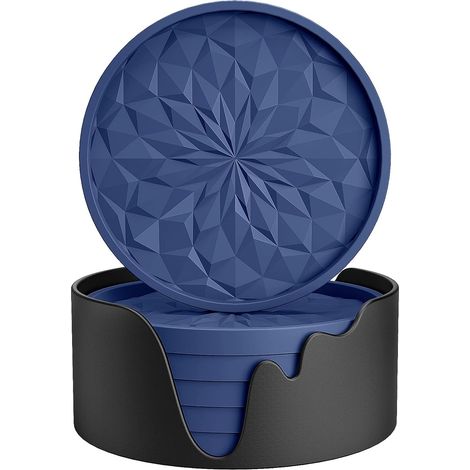 Silikon-tischsets Für Getränke – Tischschutzmatte – Rutschfest, Antihaftend, Dekoration Für Couchtische – Marineblau [6er-pack]