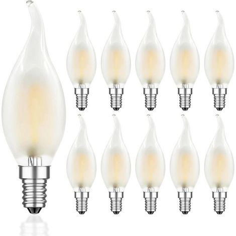 Led-glühbirne E14, 4 W, Dimmbar Mit Glühfaden, Flammen-birnen, Warmweißes Licht 2700 K, 360° Abstrahlwinkel, 10er-pack