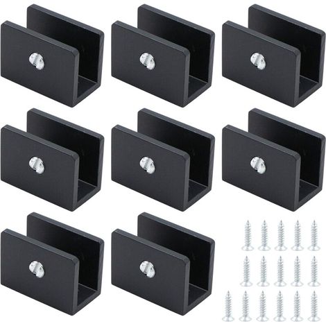 Glaszangen Für Glas, 8 Stück, Quadratisch, Aus Edelstahl, Für Ebene Flächen Von 8 Bis 10 Mm, Für Ebene Flächen Und Spiegel, Schwarz