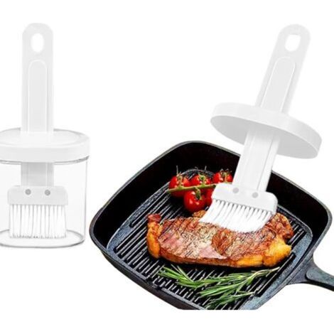 Ölflaschen-bürstenset – Enthält Eine Ölflasche Und Eine Bürste – Für Küche, Backen Und Grillen – Weiß