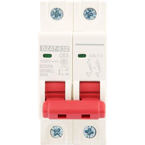 Dc-leistungsschutzschalter 2v-500v 63a – Schutz Für Solarpaneele – Modell Dz47-63z-2p – Einfache Installation
