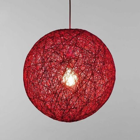 Hängelampe Aus Sisal Mit Runder Kugel Aus Rattan, Durchmesser (rot, 23 Cm)