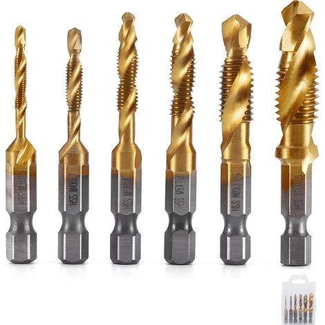 Gewindebohrer-set Für Metall, 6-teilig, Bohrer Mit Sechskantigem Schaft, Hss-spiralgewindebohrer, Gewindebohrer Für Schraubengewinde, Gewindebohrer-set Für Maschinen Zum Bohren Von Spiralnuten M3-m10,
