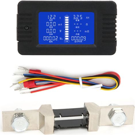 Batteriemonitor, Multifunktionaler Dc-batteriemonitor Mit Lcd-bildschirm, 0-200 V, Wattmeter Für Batterieausgleich, Spannungsprüfer Und Analysator, Mit 200-a-shunt (mit 200-a-shunt)