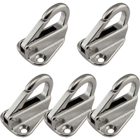 Set Von 5 Edelstahl-karabinern Auf Grundplatte – Maximale Belastung 150 Kg – Ösendurchmesser 10 Mm – Für Feuchte Baustellen Und Enge Räume