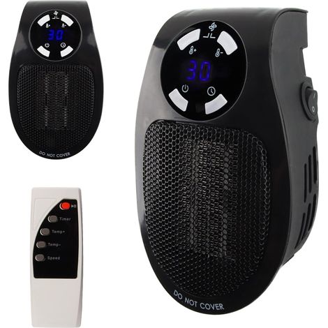 Mini-heizgerät Für Steckdose, 500 Watt, 2 Lüftungsstufen, Timer-funktion (1–12 Stunden), Max. 10 M²/25 M³