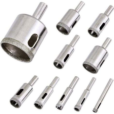 Diamantbohrer, Satz Von 10 Hohlen Bohrern Für Keramikfliesen, Glas, Porzellan. Satz Von Diamantbohrern Für Keramikfliesen. Bohrer Für Glas, 6 Mm Bis 30 Mm - Rwforet Materialien