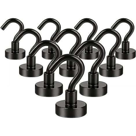 10 Stück Starke Schwarze Magnet-haken Aus Neodym-seltenen-erden, Haken Mit 16 Mm Durchmesser