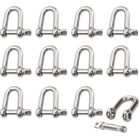 Edelstahl-schäkel 12 Stück M4 Edelstahl-hebeschäkel D-ring-kettenschäkel Mit Schraubbolzen, Gerade Schäkel Für Kette