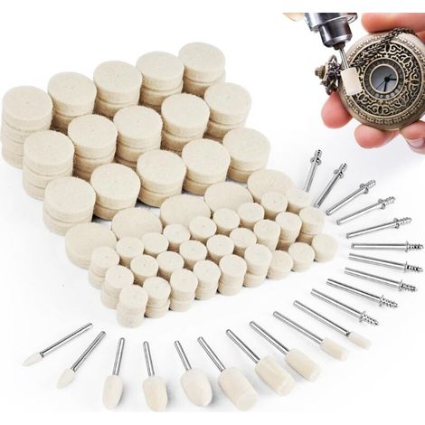 120-teiliges Polierkissen-set, 4 Formen Von Polierscheiben, Wollpolierscheibe Mit 1/8"-schaft, Filz-polierscheibe Aus Wolle Für Uhren, Schmuck, Metall, Glas