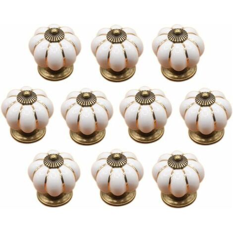 Set Aus 10 Keramik-schubladenknöpfen – Kürbisform – Geeignet Für Schränke Und Schubladen – Maße 4,1 X 4,1 Cm