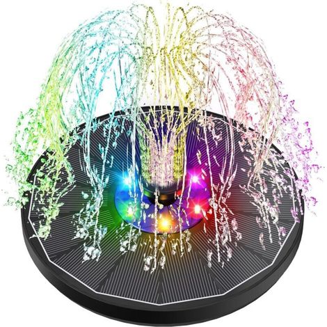 Led-solarbrunnen, Bunt, 3,5 W, Schwimmende Solarpumpe Für Außenbereich, 2200 Mah Akku, 2025er Glas-solarbrunnen Mit 6 Düsen Für Vogelbad, Aquarium Und Garten