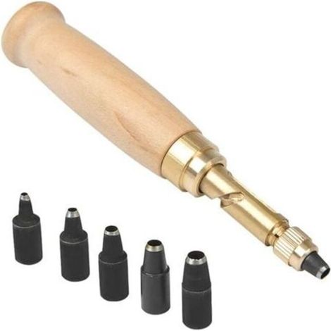 Locheisen, Automatisches Lederlochwerkzeug, Lochwerkzeug Für Ledernähen, Automatischer Gürtellocher Mit Schlagkopf Und Einsätzen 1,5/2/2,5/3/3,5/4 Mm, Aafg