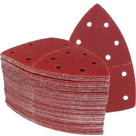 Schleifdreiecke │ 60 Stück │ 11 Löcher │ 105 X 152 Mm │ Mixpack (je 10 X Kornung 40/60/80/120/180/240) │ Für Multischleifer │ Schleifblätter │ Schleifpapier