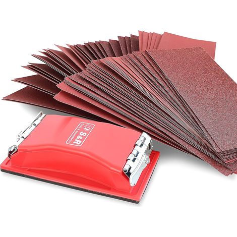 80er Set Schleifpapier Für Handschleifer + Schleifblöcke, Je 10 Blatt Mit Den Körnungen: P 40/60/80/120/180/240/320/400, Geeignet Für Handschleifer