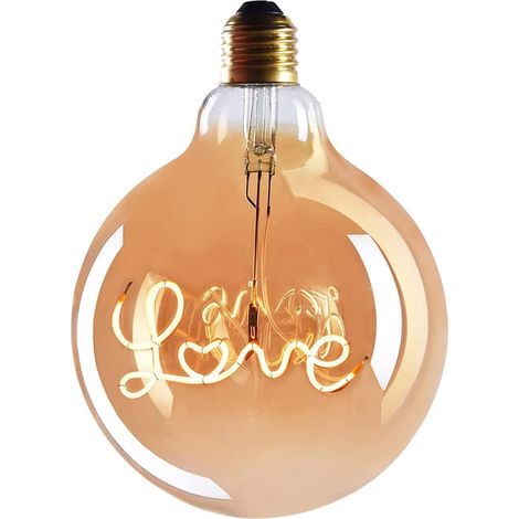 Led 1x E27 Edison Röhren Love Led-lampe – E27-fassung – Dimmbare Led-lampe - 4w, Warmweiß, 230v, El27 – Vintage E27-lampe/retro-glühlampe - Energieeffizienzklasse A+ [energieeffizienzklasse G]