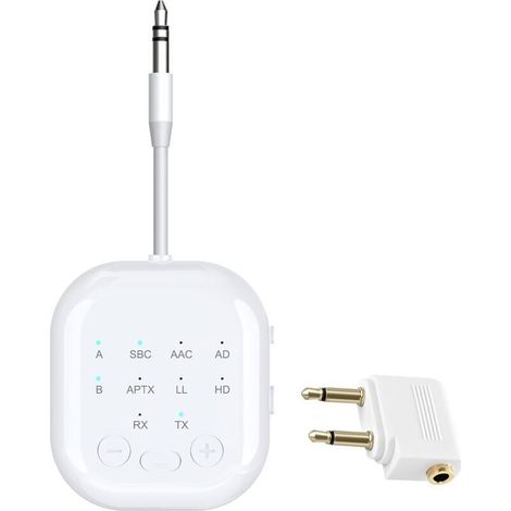 Bluetooth 5.0 Empfänger - 2-in-1 Wireless Bluetooth Adapter - Unterstützt Bis Zu 2 Airpods Kopfhörer Für Flugzeug, Tv, Pc, Fitnessstudio, Schalter, Auto, Stereoanlage