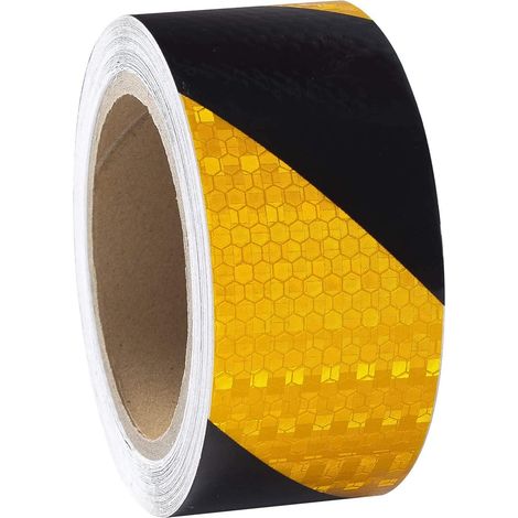 Reflektierendes Klebeband Gelb Und Schwarz - 25 M X 5 Cm - Wasserdicht - Warnband - Auffällig Für Fahrzeuge, Anhänger, Außenbereich