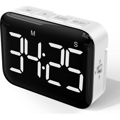 Digitaler Küchen-timer 4 Zoll, Großes Led-display, Magnetisch, Mit Einstellbarer Helligkeit Und Lautstärke, Stoppuhr/timer Für Kinder Und Senioren – Batterien Enthalten