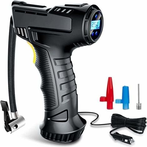 Tragbarer Luftkompressor, 12v Dc Autoreifen-aufblaspumpe Mit Zigarettenanzünder-kabel, 3 Düsenadapter, Für Auto, Fahrrad Und Aufblasbare Bälle, Mit Lcd-bildschirm Und Led-lampe