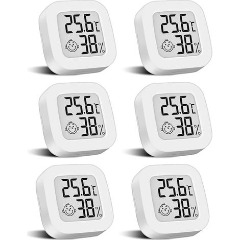 6er-set Mini-digitalthermometer Mit Schalter, Lcd-hygrometer, Kabelloses Innentemperatur-messgerät, Hochpräziser Temperatur- Und Feuchtigkeitssensor In °f/°c, Für Babyzimmer Und Innenräume