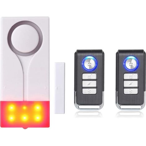 Tür- Und Fensteralarm - Kabelloser Einbruchalarm Mit Lautem 105-db-ton Und Hellem Licht, Einfache Installation (inkl. 1 Alarm Und 2 Fernbedienungen)