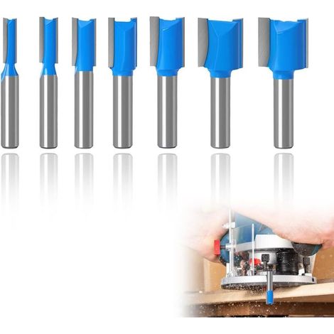 7-teiliges Set Gerade Fräser Für Oberfräse, 8mm Doppelschneidige Nutfräser, Holzfräser, Gerade Zweischneiden-fräser Aus Hartmetall