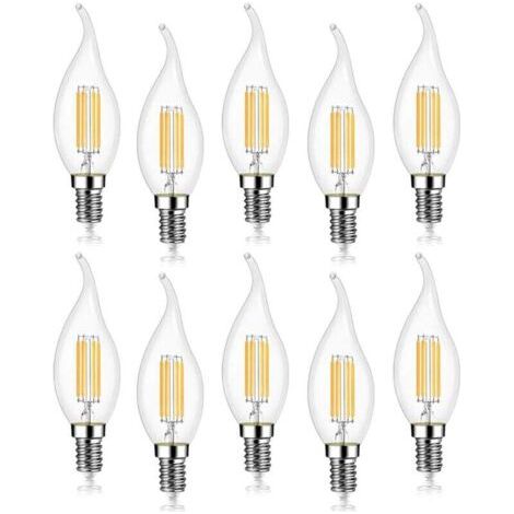 10er-pack Led-glühbirnen 4w E14 470lm Kerzenflamme-effekt Kaltweiß 6000k, Nicht Dimmbar, 360° Abstrahlwinkel