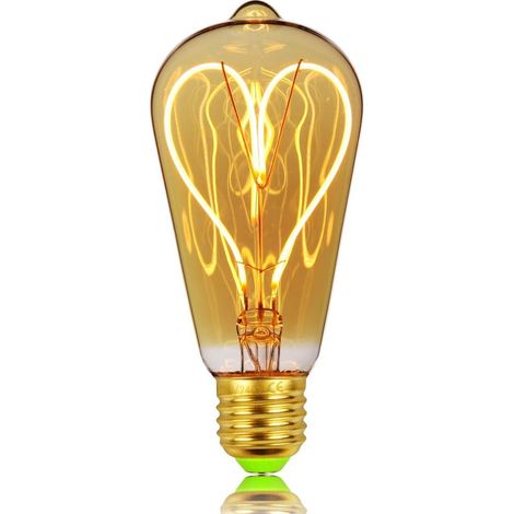 Edison Klassisch St64 Herz-muster Sanfte Led-glühfaden Bernstein-glas 4 W Dimmbar 220/240 V E27 Sockel Vintage-glühbirne