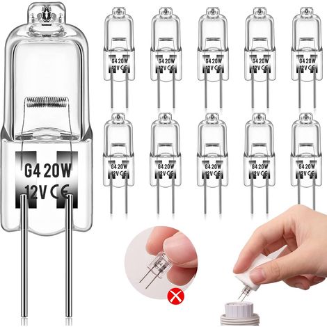 Halogenlampe G4 (10 Stück) 12v 20w 2800k Halogenlampen Warmweißes Licht Dimmbar Zum Ersetzen Von Kristallleuchtern, Leuchtreklamen, Küchenbeleuchtung Usw. [klasse