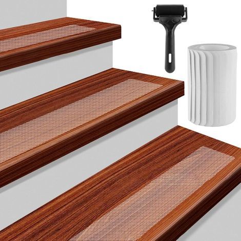 Set Aus 20 Transparenten, Rutschfesten Treppenstufen-aufklebern, 15 X 60 Cm – Transparent, Selbstklebend – Für Holztreppen