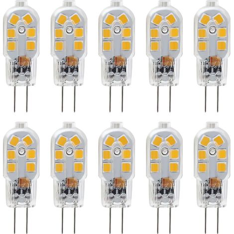 Led-glühbirne G4 12v, 1w Entspricht 10w Halogenlampe, Kein Flackern, 200lm, Warmweiß 3000k, 360° Abstrahlwinkel, Nicht Dimmbar, 10er-pack